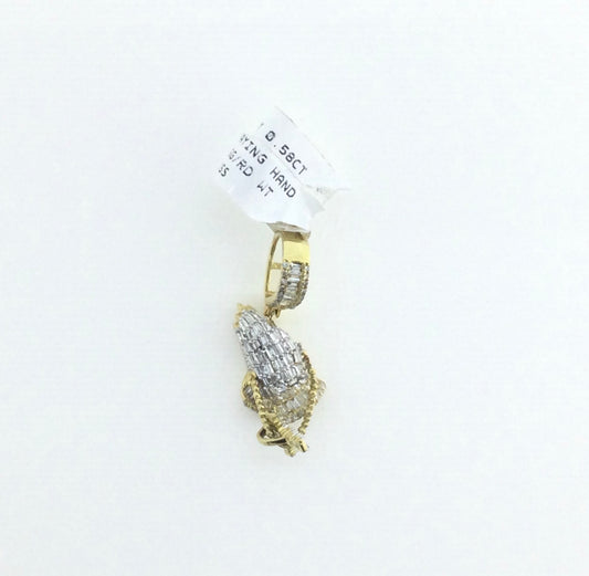 10K Yellow Gold 0.58CT Praying Hand with Cross
