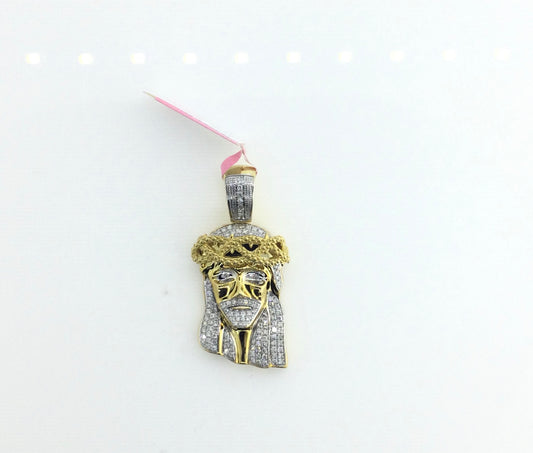 10K Yellow Gold 0.70CT Jesus Head Charm