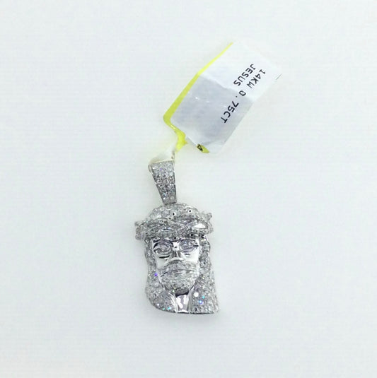 14K White Gold 0.75CT Jesus Charm