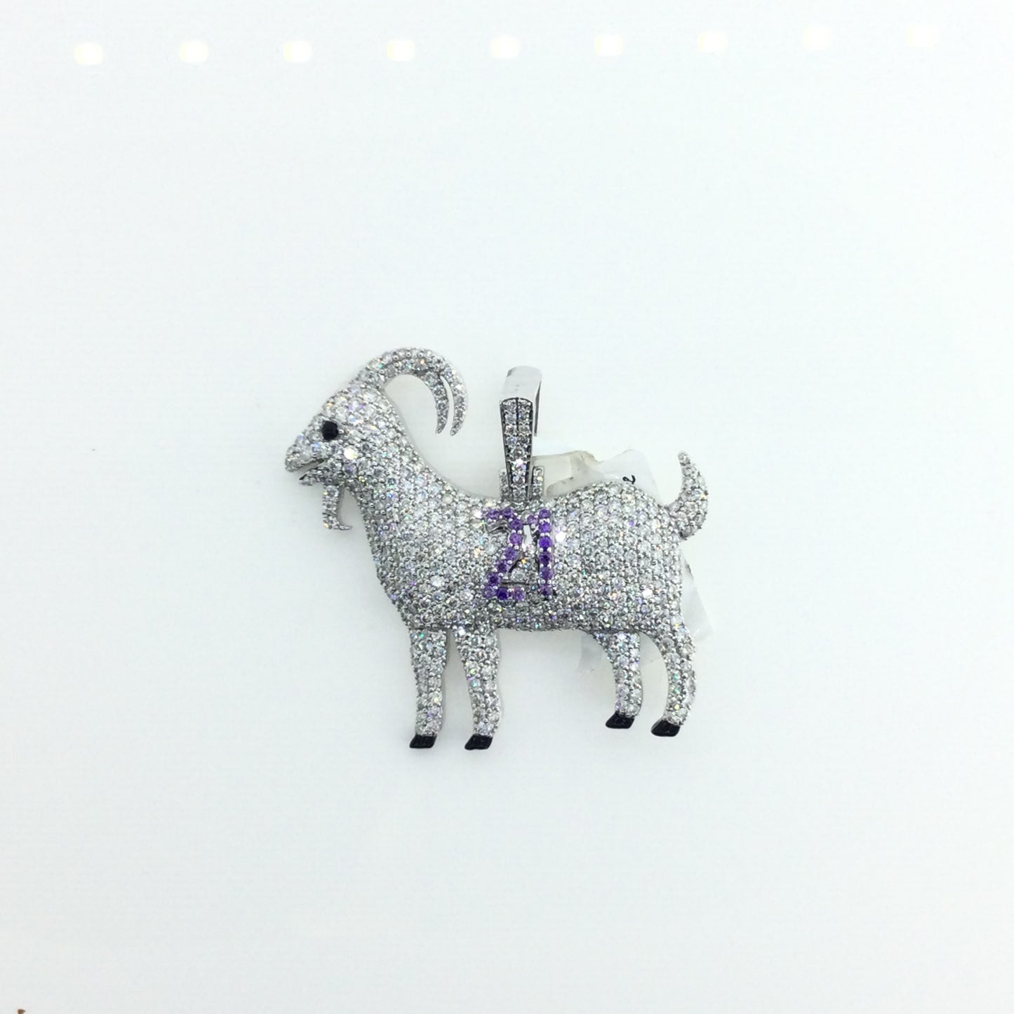 10K White Gold 4.79CT Diamond Goat Charm