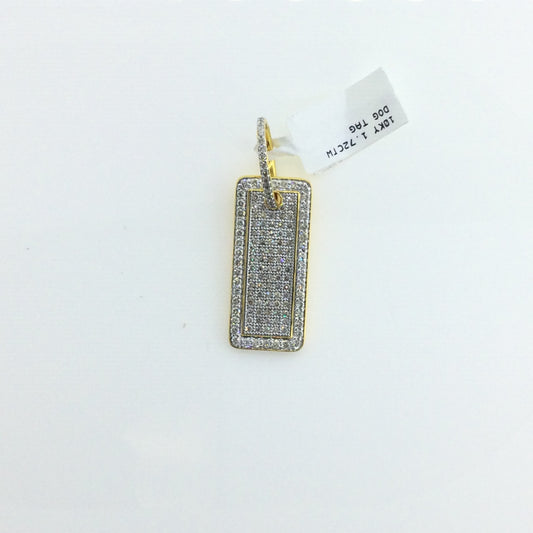 10K Yellow Gold 1.72CTW Dog Tag Charm