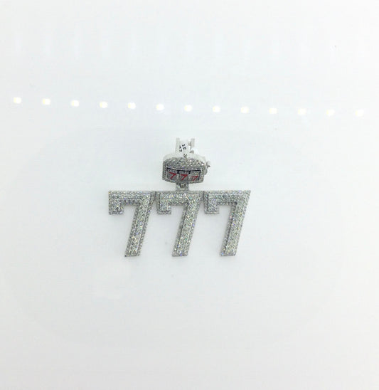 10K White Gold 5CTW '777' Custom Diamond Charm