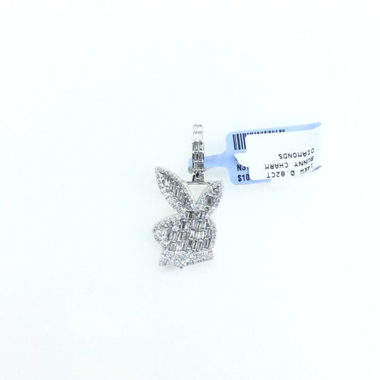 14K White Gold 0.82CT Bunny Diamond Charm