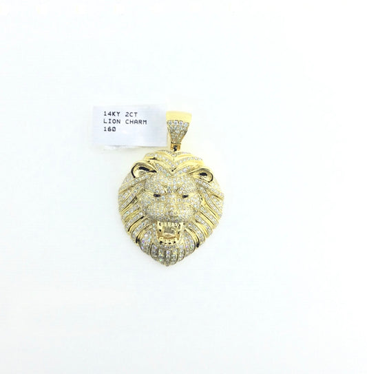 14K Yellow Gold 2CT Lion Charm