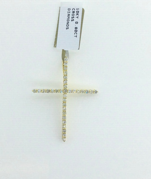 10K Yellow Gold 0.80CT Cross Diamond Charm