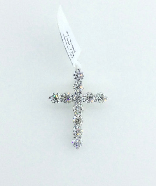 14K White Gold 3.45CT Cross Diamond Charm