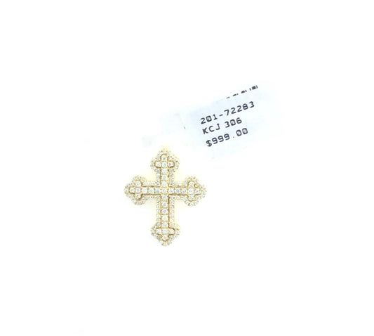 14K Yellow Gold 0.25CT Cross Diamond Charm