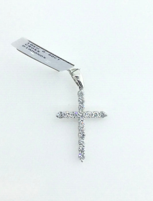 10K White Gold 0.90CT Cross Diamond Charm