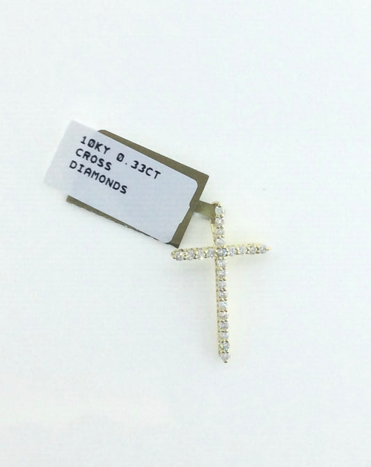 10K Yellow Gold 0.33CT Cross Diamond Charm