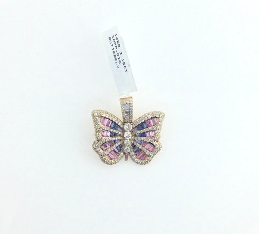 14K Rose Gold  3.15CT Diamond  Butterfly Charm