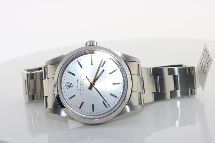 Rolex Air-King 14000 Silver Sunburst Stick Dial Oyster Watch