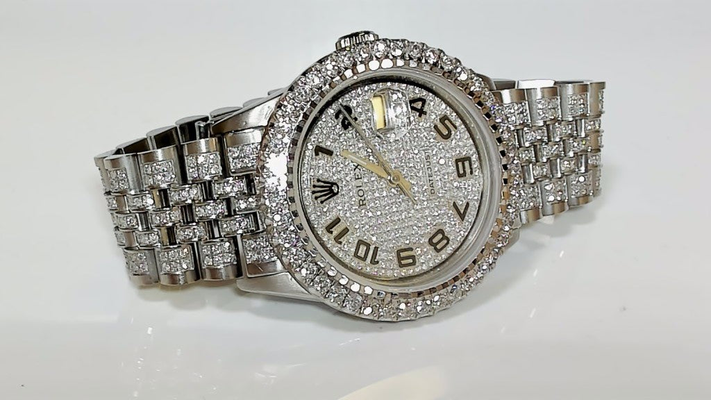 **Rolex Datejust 36mm Iced Out Diamond Stainless Steel Jubilee Watch**