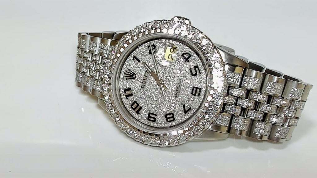 **Rolex Datejust 36mm Iced Out Diamond Stainless Steel Jubilee Watch**