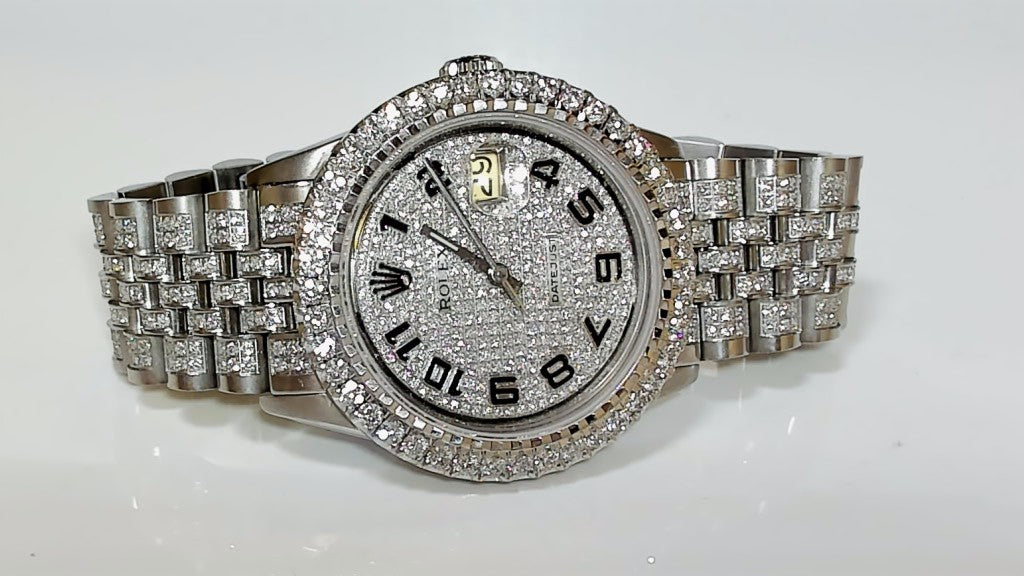 **Rolex Datejust 36mm Iced Out Diamond Stainless Steel Jubilee Watch**