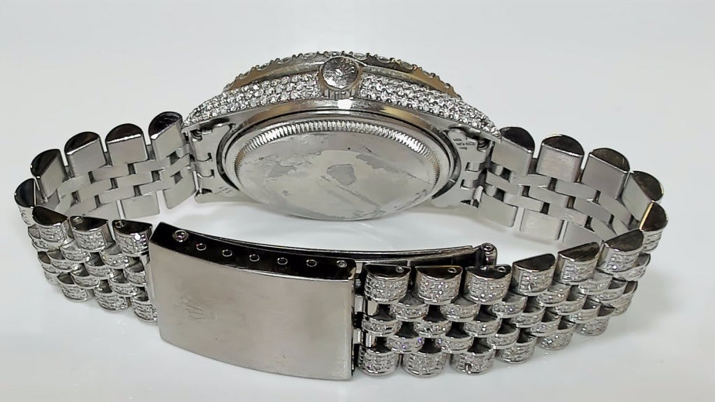 **Rolex Datejust 36mm 16014 Fully Iced Out Diamond Jubilee Watch**