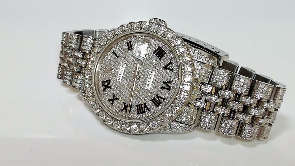 **Rolex Datejust 36mm 16014 Fully Iced Out Diamond Jubilee Watch**