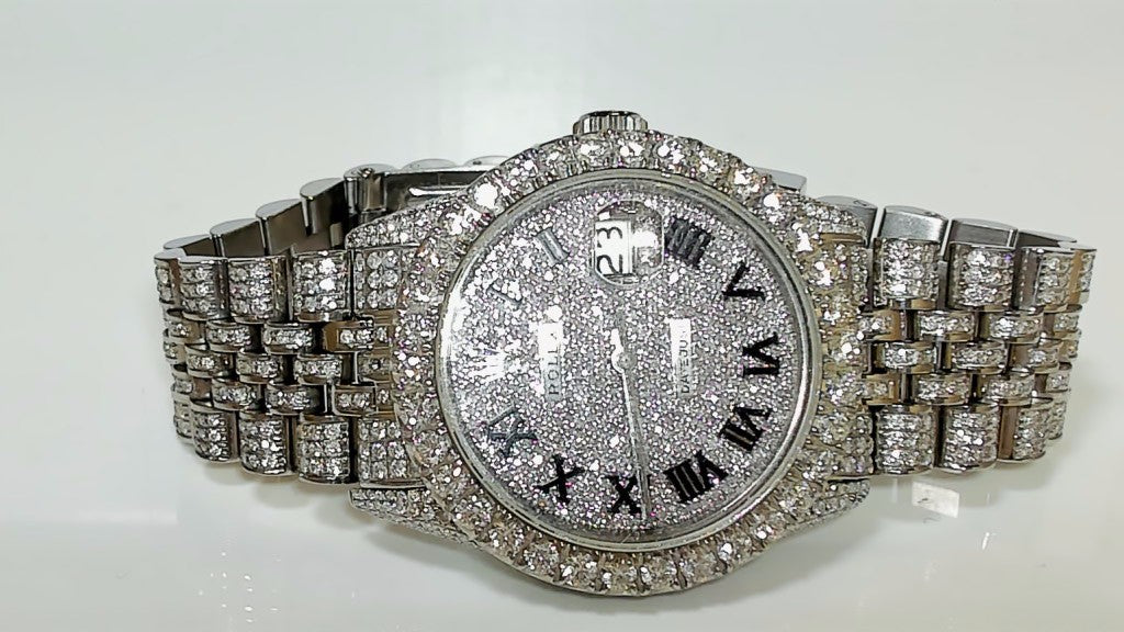 **Rolex Datejust 36mm 16014 Fully Iced Out Diamond Jubilee Watch**