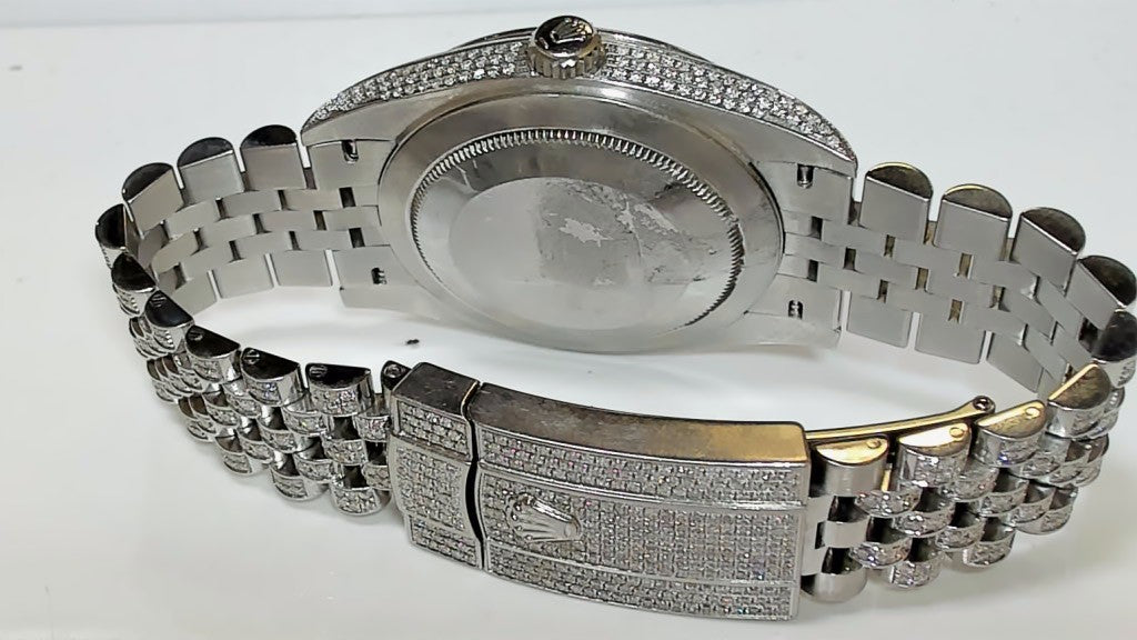 **Iced Out Rolex Datejust 41mm Diamond Watch Multi-Color Arabic Dial**