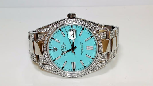 Rolex Datejust 41mm Tiffany Blue Dial Diamond Bezel and Band