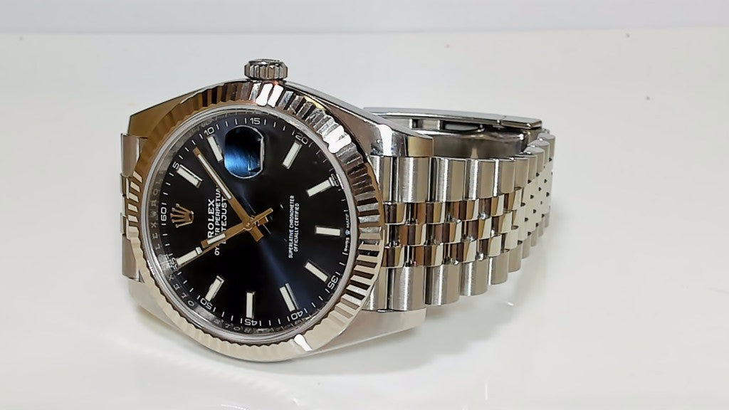 **Rolex Datejust 41 Blue Sunray Dial Fluted Bezel Jubilee Watch**
