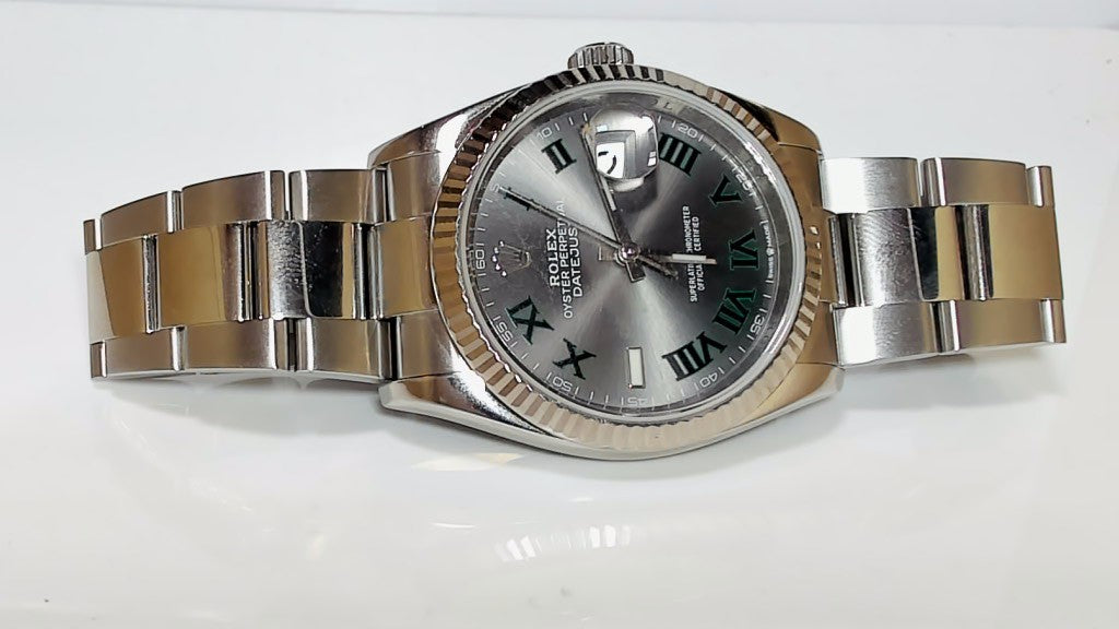 **Rolex Datejust 36 Wimbledon Dial 126234 Steel Oyster Fluted Bezel**