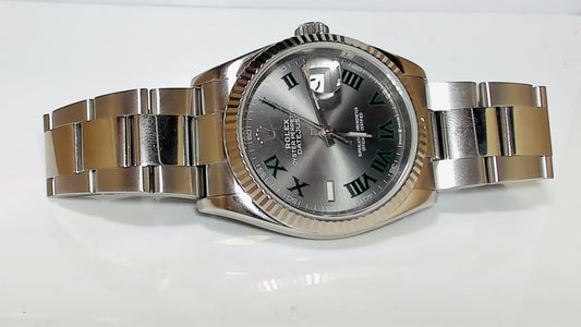 **Rolex Datejust 36 Wimbledon Dial 126234 Steel Oyster Fluted Bezel**