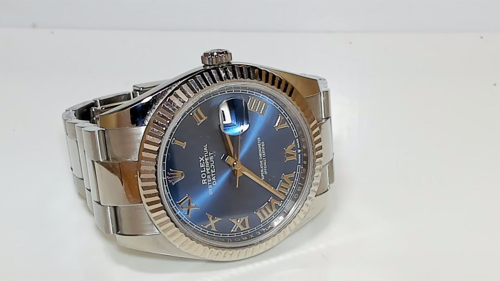 **Rolex Datejust 41 Azzurro Blue Roman Dial Fluted Bezel 126334**