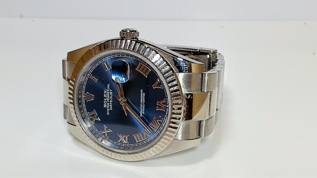 **Rolex Datejust 41 Azzurro Blue Roman Dial Fluted Bezel 126334**