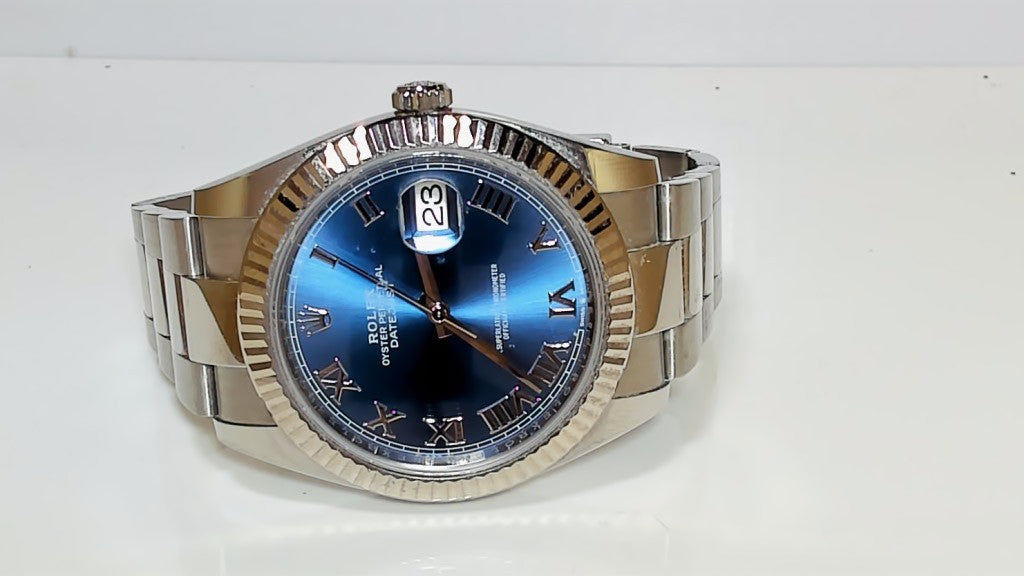 **Rolex Datejust 41 Azzurro Blue Roman Dial Fluted Bezel 126334**