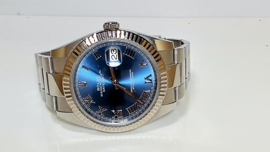 **Rolex Datejust 41 Azzurro Blue Roman Dial Fluted Bezel 126334**