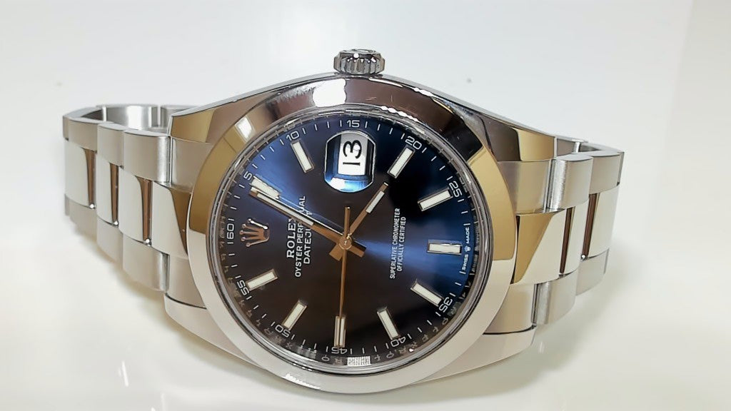 **Rolex Datejust 41 Blue Dial 126300 Smooth Bezel Oystersteel Watch**