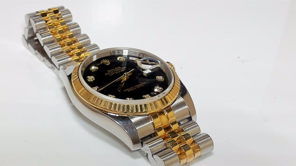 Rolex Datejust 36mm Two-Tone 116233 Black Diamond Dial Watch