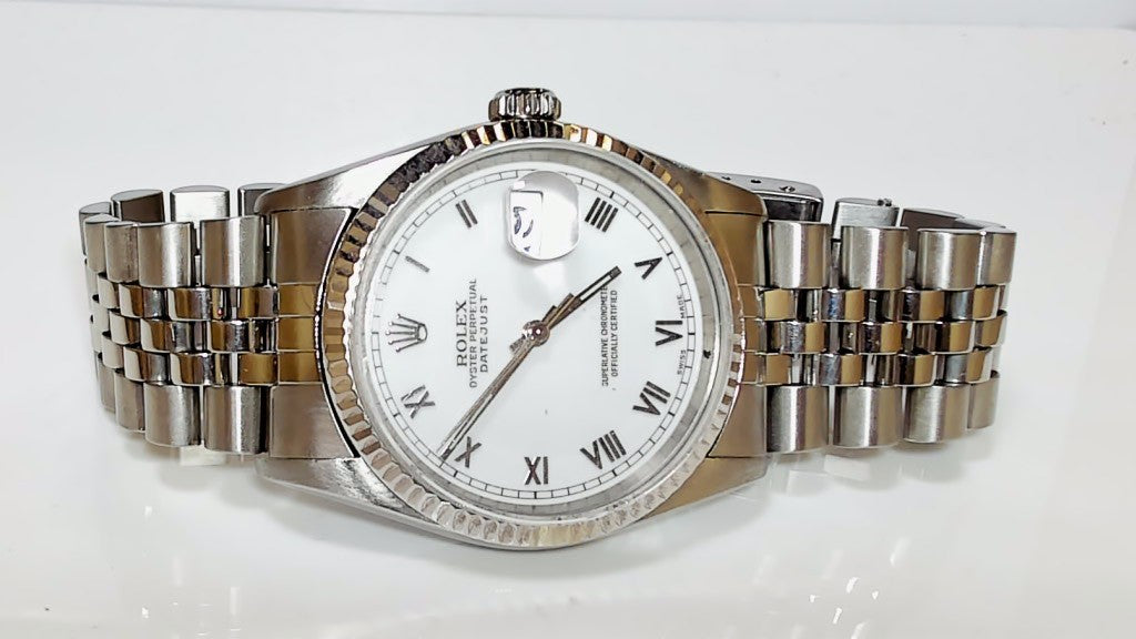 **Rolex Datejust 36mm 16220 White Roman Dial Jubilee Bracelet**