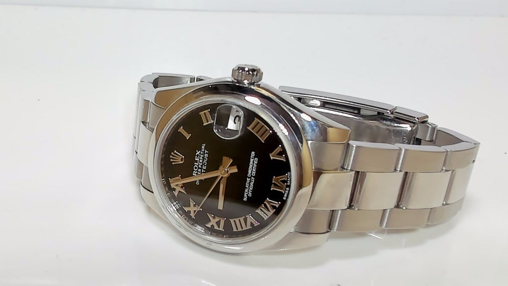 **Rolex Datejust 31mm Stainless Steel Black Roman Dial Oyster Bracelet**