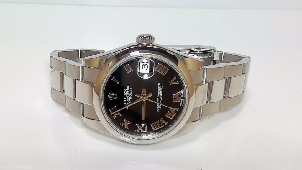 **Rolex Datejust 31mm Stainless Steel Black Roman Dial Oyster Bracelet**