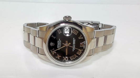 **Rolex Datejust 31mm Stainless Steel Black Roman Dial Oyster Bracelet**