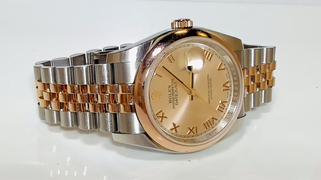 **Rolex Datejust 36 Everose Gold Steel Pink Roman Dial 116201**