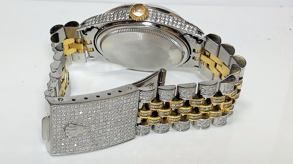 **36mm Iced-Out Two-Tone Rolex Datejust Diamond Watch, Jubilee Bracelet**