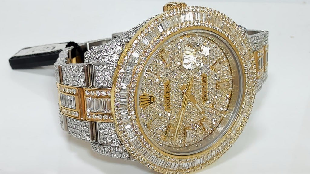**Rolex Datejust 41mm 19.5ct Iced Out Two-Tone Diamond Watch**