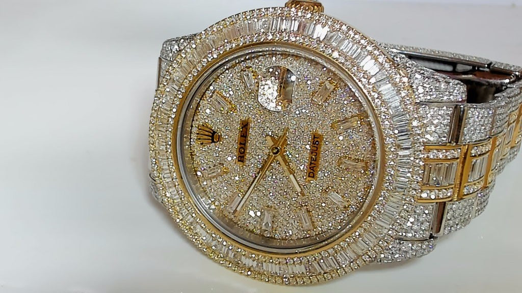 **Rolex Datejust 41mm 19.5ct Iced Out Two-Tone Diamond Watch**