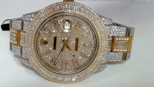 **Rolex Datejust 41mm 19.5ct Iced Out Two-Tone Diamond Watch**