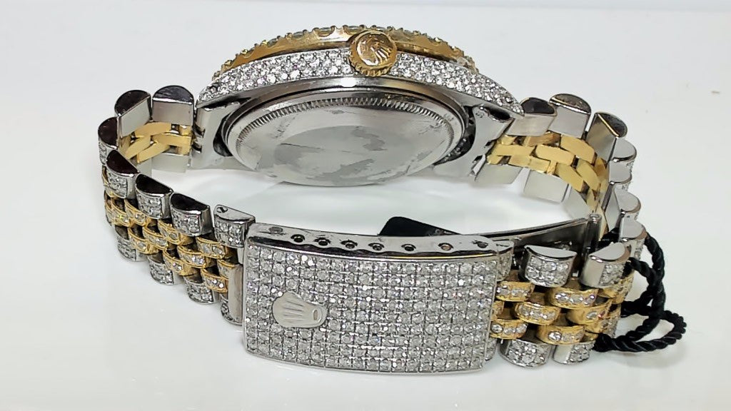 **Rolex 36mm Datejust Two-Tone Iced Out Diamond Jubilee Watch**