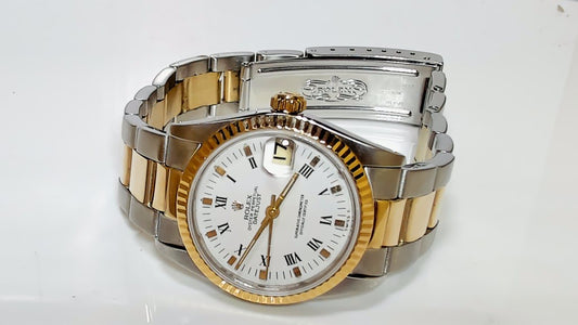 **Rolex Datejust 31mm Two-Tone White Roman Dial Oyster Watch**