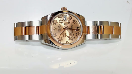 **Rolex Datejust 31mm Two-Tone Everose Gold Chocolate Floral Dial 178241**