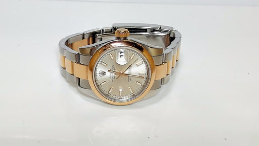 **Rolex Lady-Datejust 31mm Two-Tone Everose Gold Silver Dial Watch**