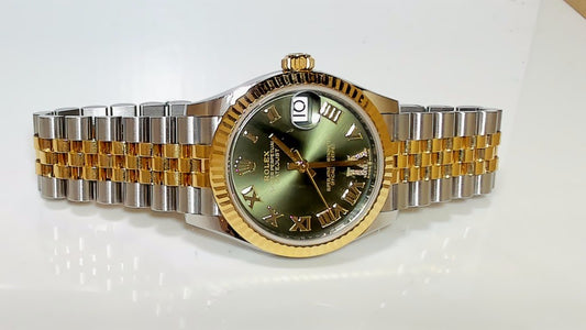 Rolex Datejust 31mm Olive Green Diamond Dial Two-Tone Jubilee Bracelet