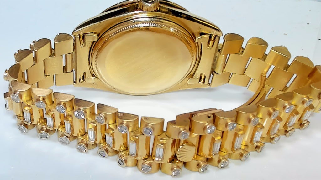 Rolex 36mm Day-Date 18K Gold MOP Baguette Diamond President Watch