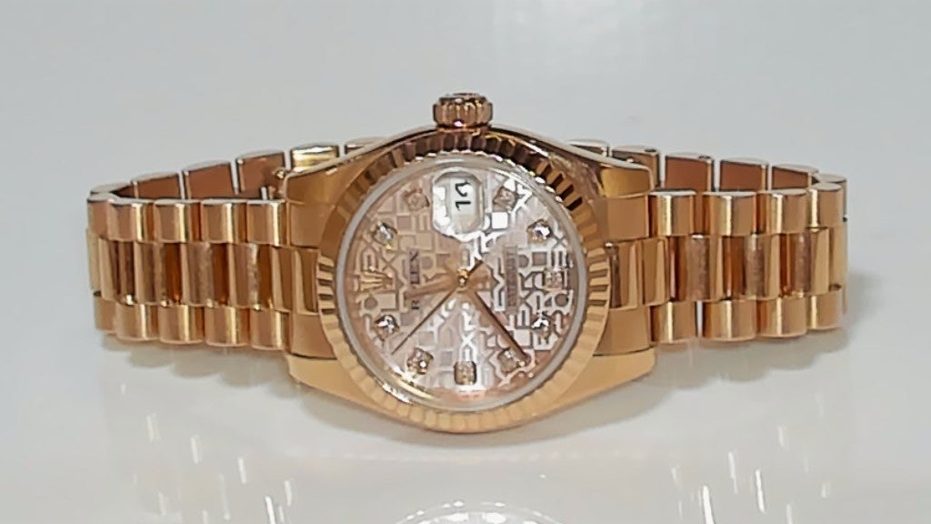 **Rolex 179175 Lady-Datejust 26mm 18K Rose Gold Diamond President**
