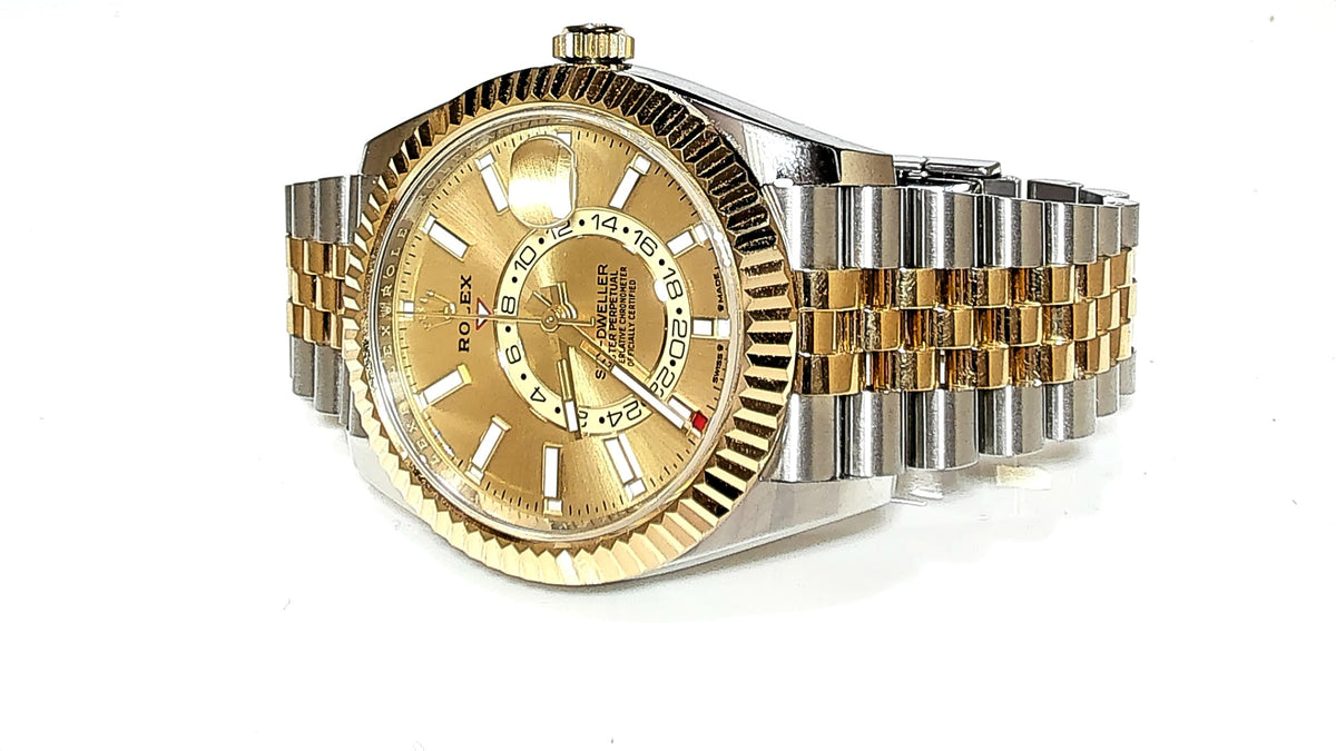 **Rolex Sky-Dweller 326934 Two-Tone Steel and Yellow Gold Champagne Dial**