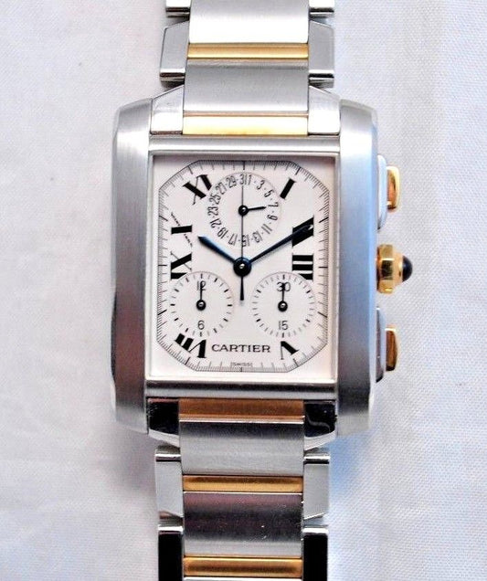 **Cartier Men's Tank Two-Tone Stainless Steel &amp; 18K Gold Chronograph**